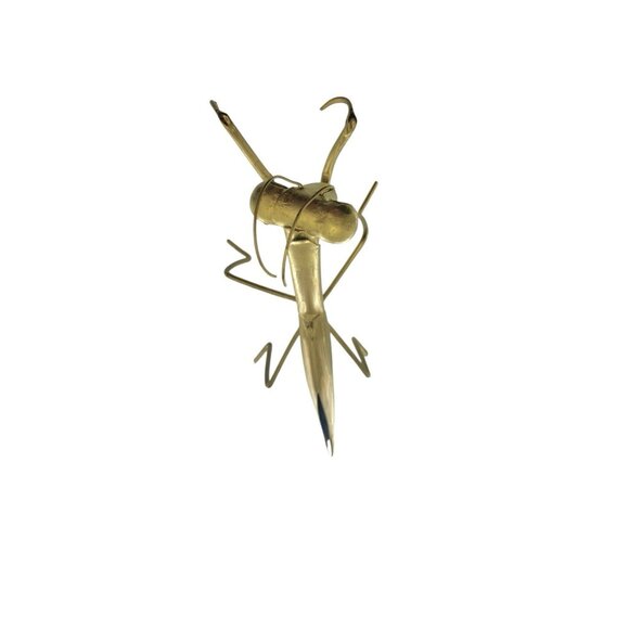 Praying Mantis Figurine Gold Tone Metal Insect Sculpture Rustic Gift Decor - Picture 6 of 7